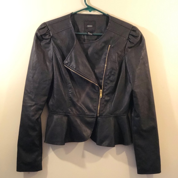 Forever 21 Jackets & Blazers - Peplum Pleather Jacket